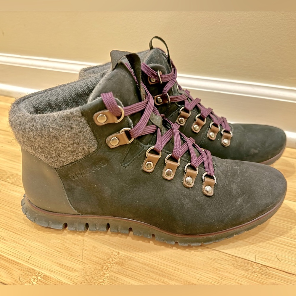 Cole Haan Zerogrand W00157 Women's Black Leather Waterproof Hiker Boots. Sz 7B